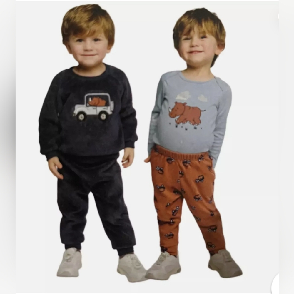 PEKKLE 4PC SET PLUSH TOP WITH BODY SUITS & PANT BABY BOY